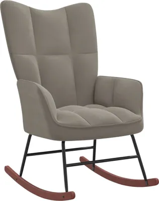 Immagine prodotto di The Living Store sedia a dondolo in velluto grigio chiaro