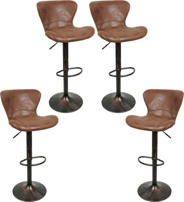 Produktbild von 4er Set Barhocker aus Kunstleder,Barstühle Küchenhocker Tresenhocker mit stabilem Metallgestell - Dunkelbraun
