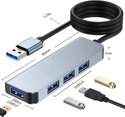 Produktbild von INF Hochgeschwindigkeits-USB-3.0-Hub mit 4 Anschlüssen - Schlank und effizient