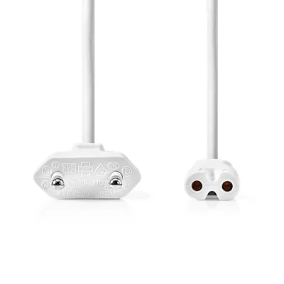 Obrázek produktu pro Nedis Napájecí kabel - Euro Male - IEC-320-C7 - Rovný - Rovný - Poniklovaný - 5,00 m - Plochý - PVC - Bílý - Štítek