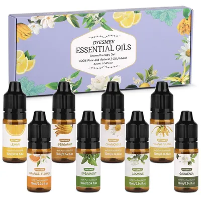 Zdjęcie produktu dla Zestaw olejków eterycznych 8 x 10 ml, olejki zapachowe do aromaterapii, idealne do dyfuzora, naturalny zestaw prezentowy