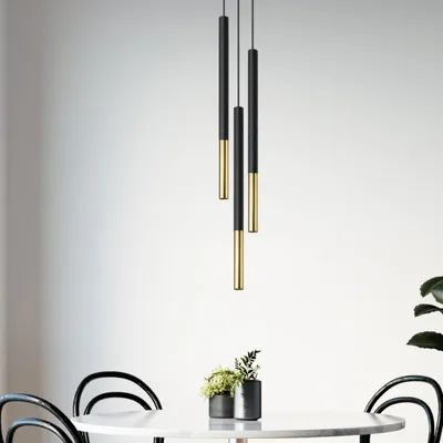 Produktbild von Pendelleuchte, Stahl, schwarz-gold, H 110 cm