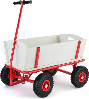 Zdjęcie produktu dla Drewniany ręczny wózek transportowy Wózek ogrodowy Wózek transportowy do 150kg w najwyższej jakości!