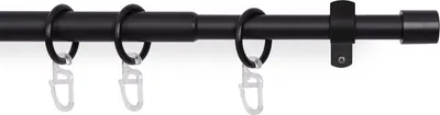 Produktbild von Stilgarnitur Schwarz ( Basic ) ausziehbar 120-220cm Vorhangstange Ø16mm Komplettstilgarnitur inkl. Befestigungsmaterial, für Gardinen und Vorhänge