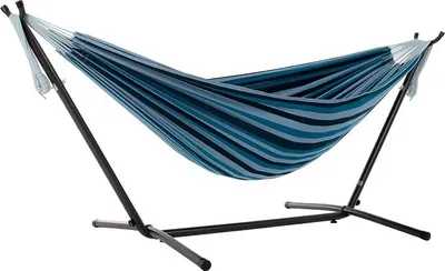 Produktbild von Doppel Baumwolle Hängematte mit Hängemattengestell 250 cm, Blue Lagoon