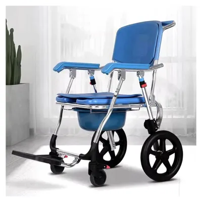 Produktbild von Duschrollstuhl - Ergonomischer, wasserabweisender Toilettenstuhl für Senioren, multifunktionaler Duschstuhl mit Rollen, klappbar, für Senioren und Menschen mit eingeschränkter Mobilität