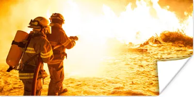 Produktbild von MuchoWow® Poster Feuerwehrleute bei der Übung 150x75 cm - ohne Rahmen