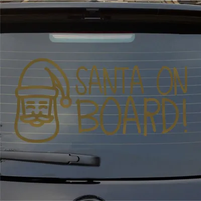 Produktbild von Heckscheibenaufkleber Santa on Board Weihnachten Christmas 55x27 cm Gold Auto Aufkleber Sticker