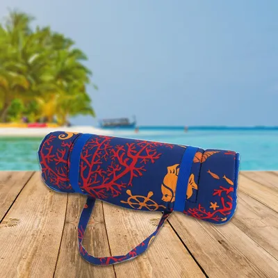 Zdjęcie produktu dla Szezlong plażowy w rolce SEA HORSE WITH CORALS niebieski