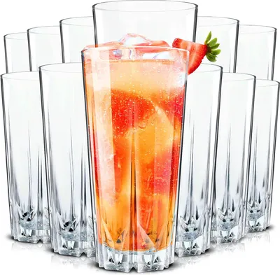 Produktbild von Konzept - Cocktailgläser Set 12er 330ml, Trinkgläser Spülmaschinenfest, Geriffelte Gläser für Cocktails, Wasser, Saft, Mojito, Longdrinkgläser