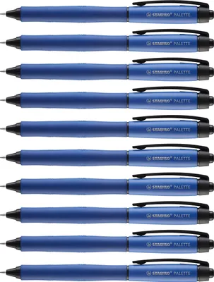 Produktbild von Tintenroller mit Druckmechanik - STABILO PALETTE in blau - Strichbreite F (0, 4 mm) - 10er Pack - Schreibfarbe blau