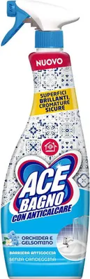 A bottle of Ace Bagno cleaning spray with a trigger dispenser.