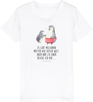 Produktbild von Mr. & Mrs. Panda Organic Kinder T-Shirt Pinguin mit Kind 5-6 Jahre (110/116) - Weiß - Geschenk, Kleinkind, Muttertag, Mama, Familie, Mutter, Kinder-T-Shirt, Mädchen