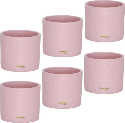 Produktbild von Set6 6 Keramik Blumentöpfe Toscana silber rosa Ø 13.5 cm H 12.5 cm