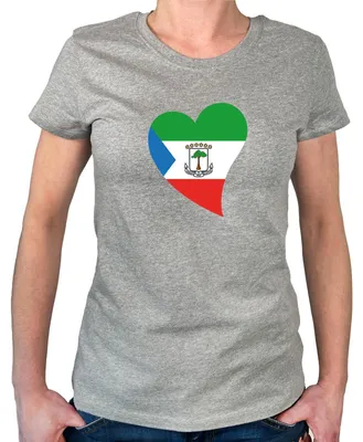 Produktbild von Huuraa Damen T-Shirt Äquatorialguinea Flagge Herz XL Sport Grey Bio Baumwolle Fairtrade Damenshirt Geschenkidee