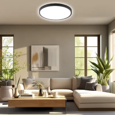 Produktbild von Ultradünn 38W 40CM Led Deckenleuchte Schwar Dimmbar Deckenlampe, Fernbedienung APP-Steuerung, Für Küche Wohnzimmer Balkon Flur Badezimmer Schlafzimmer