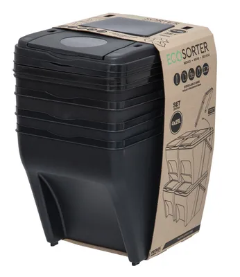 Obrázok produktu pre Stohovateľný smetný kôš ECOSORTER na triedený odpad 4x25l 16396