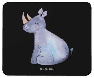 Produktbild von Mr. & Mrs. Panda Mouse Pad Einhorn Nashorn - Schwarz - Geschenk, Zoo, Unicorn, Mousepad, mousematte, Mauspad, Lustig, laptop, pc, Regenbogen, Glitzer