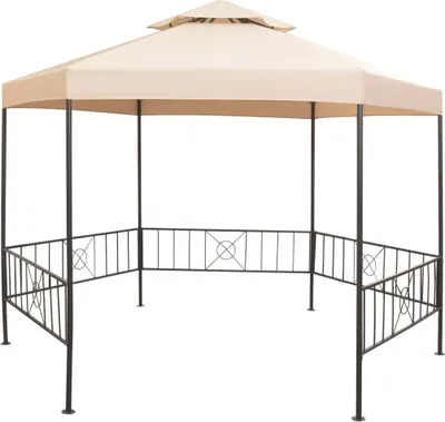 Image de Pavillon de jardin Tente de réception Hexagonal Beige 323x265 cm