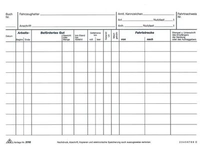 Produktbild von RNK Fahrtenbuch LKW DIN A5 2x25Bl SD Block