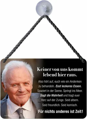 Produktbild von Kulthänger Blechschild, Keiner von uns kommt lebend hier raus, A. Hopkins, KH 160