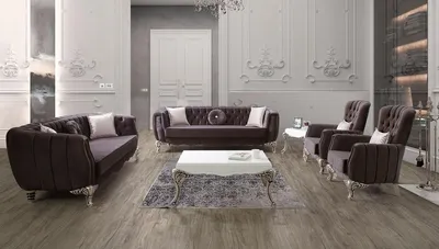 Immagine prodotto di Casa Padrino set da salotto barocco viola / argento - 2 divani & 2 poltrone & 1 tavolino - Elegante arredamento da salotto in stile barocco
