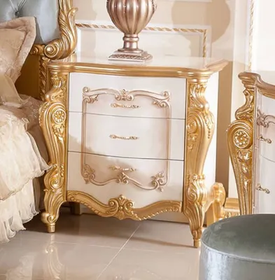 Obrázek produktu pro Casa Padrino barokní noční stolek bílý / hnědý / zlatý 75 cm