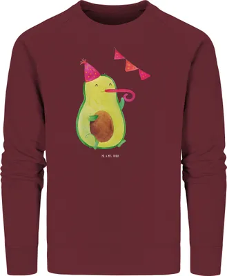 Produktbild von Mr. & Mrs. Panda Baumwoll Pullover Avocado Party Größe S - Burgundy - Geschenk, Happy Birthday, Geburtstag, Sweatshirt, Pulli, Feier, Sweater