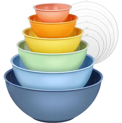 Produktbild von Salatschüssel Set mit Deckel, 12-teilig, Kunststoff, Stapelbar, Blau