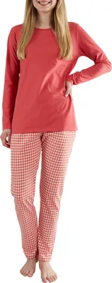 Produktbild von Götzburg Damen Schlafanzug Langarm - 100% Baumwolle, Pyjama-Set mit Karierter Pyjamahose Größe: 38