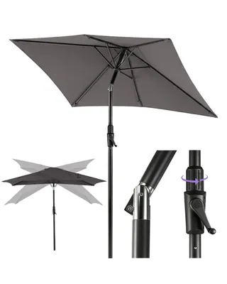 Produktbild von Sekey Rechteckiger Sonnenschirm 210x140 cm, Marktschirm mit Kurbel neigbar, 30° knickbar, UV50+ Sonnenschutz, wetterfester Gartenschirm für Garten