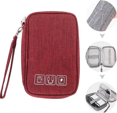 Produktbild von Famanu Kabel Organizer Tasche für Elektronik und Zubehör - Rot