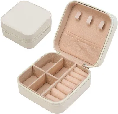 Immagine prodotto di Portagioie - Portagioie in pelle per adulti - 10 cm x 10 cm x 5 cm - bianco