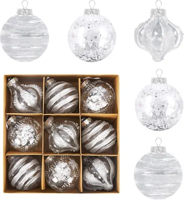 Imagen del producto de Adornos navideños esféricos, resistentes a roturas, 8 cm de diámetro, juego de 9 unidades, decoración para el árbol de Navidad