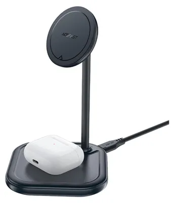 Produktbild von Acefast Qi kabelloses Ladegerät für iPhone und Apple AirPods, Magsafe, 15W - Grau