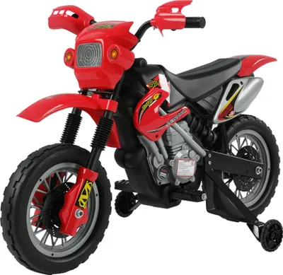 Image de HOMCOM Moto Cross électrique Enfant 3 à 6 Ans 6 V phares klaxon musiques 102 x 53 x 66 cm Rouge et Noir