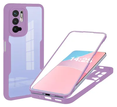 Produktbild von 360 Grad Handyhülle für Xiaomi Redmi Note 10 5G Full Cover Rundum Schutz Farbe: Violett