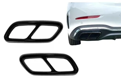 Productafbeelding van Uitlaatsierstukken, frame voor Mercedes C-klasse W206 S206 Sport Line, vanaf 2021, glanzend zwart.