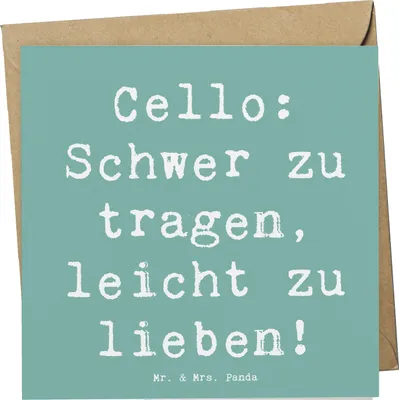 Produktbild von Mr. & Mrs. Panda Klappkarte Spruch Cello Liebe - Meeresbrise - Geschenk, Grußkarte, faltkarte, Glückwunschkarte, anlasskarte, Musik, Klassische, Streichinstrument, Solo