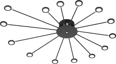 Produktbild von Trio Leuchten - Design Deckenleuchte I Deckenlampe I Lampe I Leuchte schwarz Inkl. LED 3-Stufen dimmbare 15 Lichter - Pfau Dimmer I Dimmbar I Wohnzimmer I Schlafzimmer - Stahl Rund - I (nicht austausc