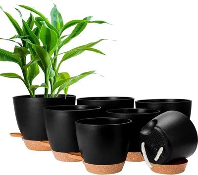 Productafbeelding van CSYY Bloempot, 7 stuks, kunststof, met irrigatiesysteem, 20,3/19/17,7/16,5/15,2/14/12,7 cm, zelfbewatering, sierpot