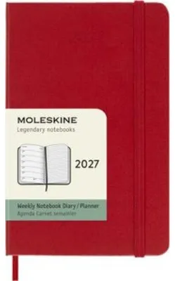 Produktbild von Moleskine Wochenkalender für 12 Monate, 2027, Format Taschenbuch/A6, 1 Woche = 1 Seite, rechte Seite mit Linien, Hardcover, Scharlachrot