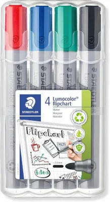 Productafbeelding van Famanu Flipovermarker set, 4 kleuren: rood, blauw, groen, zwart