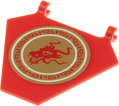 Produktbild von 1x Lego Fahne 5x6 rot 2 Clips Sticker Drache Kopf gold Set 70728 x1435pb008