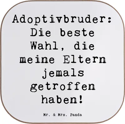 Produktbild von Mr. & Mrs. Panda Flaschenuntersetzer Adoptivbruder Liebe - Weiß - Geschenk, Geschwisterliebe, einzigartige Designs, Design, Untersetzer mit Namen, Freude, Verwandte