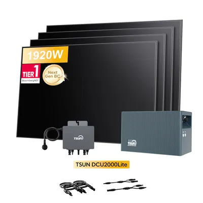 Produktbild von Powerness Balkonkraftwerk Speicher, TSUN DCU2000Lite mit 800W Mikrowechselrichter & 1920W Solarmodule, 2400W PV Input & Dual MPPT (0% MwSt)
