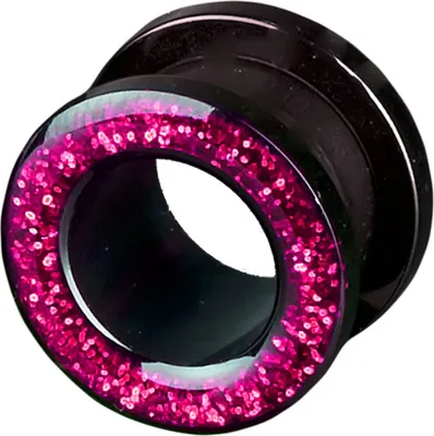 Produktbild von viva-adorno 1 Stück 4mm Flesh Tunnel Acryl Glitzerdesign zum Schrauben Z2c, Pink