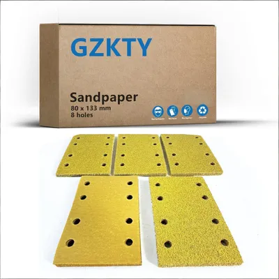 Productafbeelding van 90 stuks schuurpapier 80x133 mm, korrel 80, 8-gaats voor vlakschuurmachine