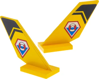 Produktbild von 2x Lego Leitwerk Flügel 6x2x4 gelb Sticker Küstenwache Logo Set 7044 6239pb014