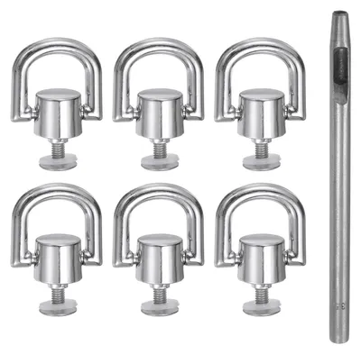 Produktbild von D-Ringe mit Schraubnieten - 8 mm Durchmesser - 6 Stück - Metall - Silber